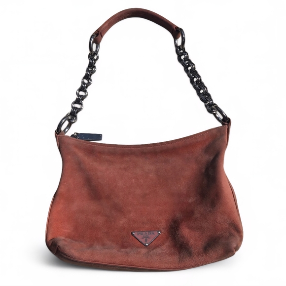 Prada Handbags - Prada Scamosciato Brick Suede Shoulder Bag